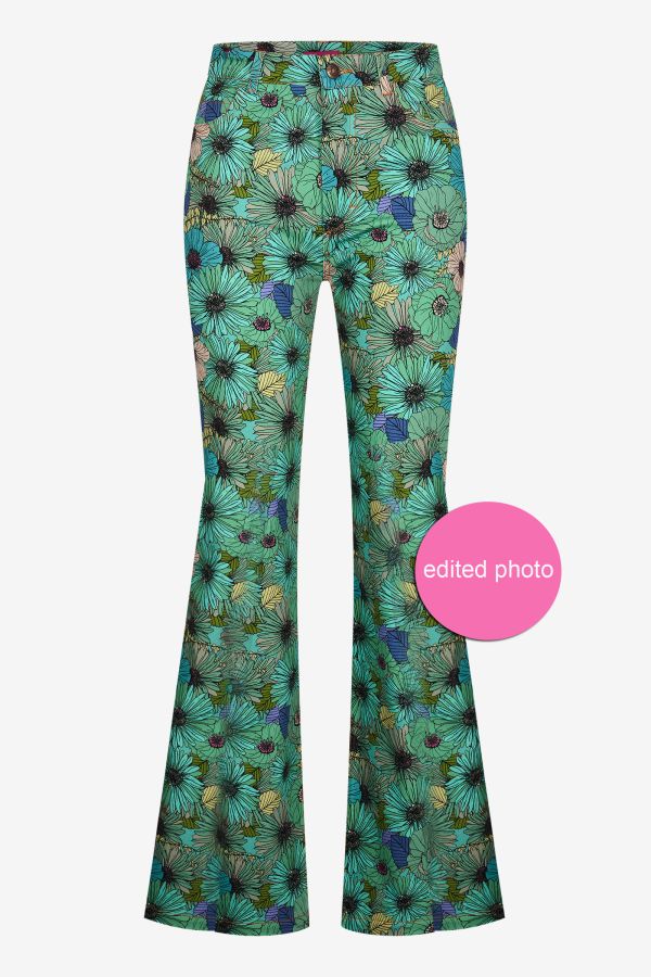 Vintage Style Jeans Floral Green
